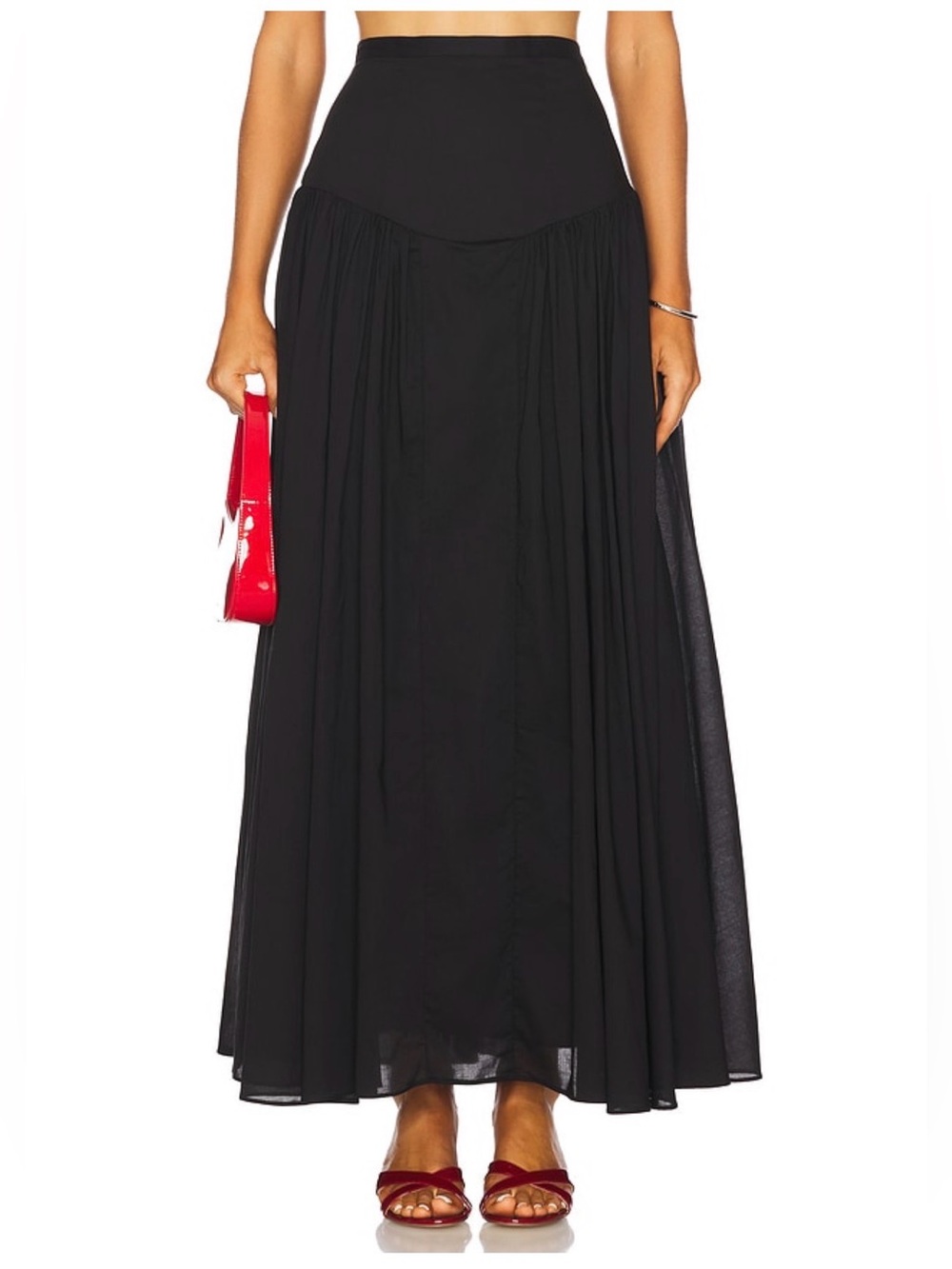 NWOT- Bardot Amorette Cotton Maxi Skirt in Black, size Small